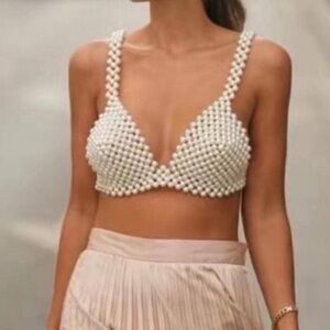Pearl Beaded Chain Bra Size Small